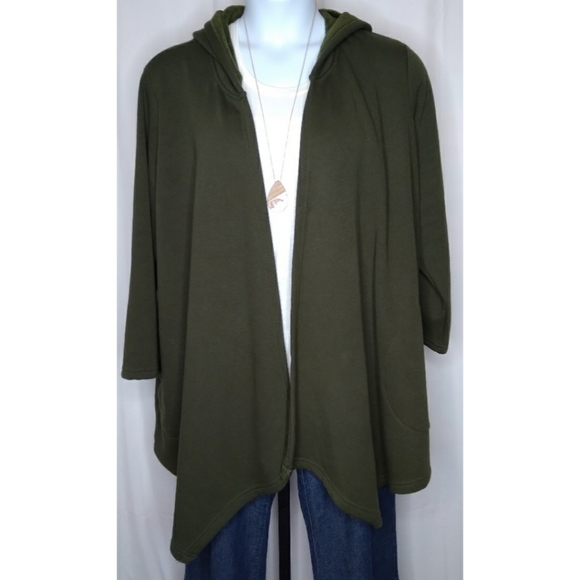 d&co. Jackets & Blazers - D&Co Hooded Sharkbite Open Cardigan 1X Petite